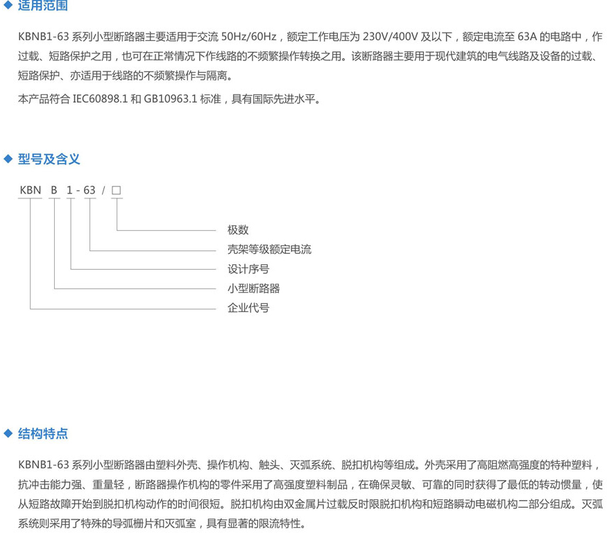 KBNB1-63 小型斷路器系列