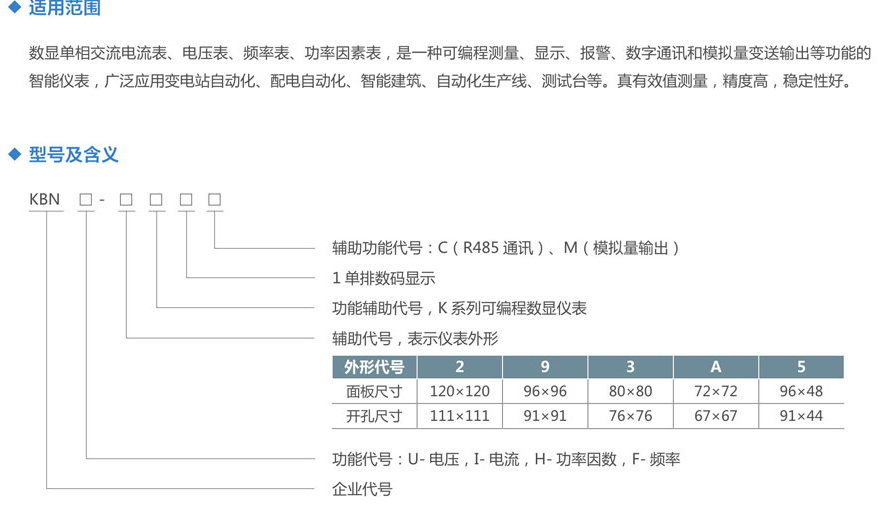 KBNU-I/KBNU-H/KBNU-F 單相三相電壓電流表系列